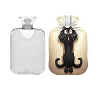 Waassud Bouillotte motif chat noir effrayant avec housse souple pour soulager la douleur, coussin chauffant pour le cou et les épaules, taille M