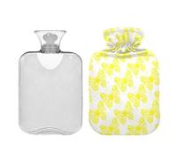 Waassud Bouillotte papillon jaune avec housse souple pour soulager la douleur, coussin chauffant pour le cou et les épaules, taille S