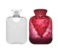 Waassud Bouillotte rouge en forme de cœur avec housse souple pour soulager la douleur, coussin chauffant pour le cou et les épaules, taille M