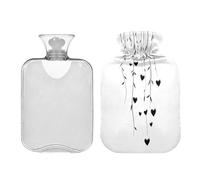 Waassud Bouillotte simple en forme de cœur noir avec housse souple pour soulager la douleur, coussin chauffant pour le cou et les épaules, taille S