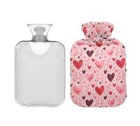 Waassud Bouillotte vintage en forme de cœur avec housse souple pour soulager la douleur, coussin chauffant pour le cou et les épaules, taille S