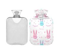 Waassud Bunny Faces Bouillotte avec housse souple pour soulager la douleur, coussin chauffant pour le cou et les épaules, taille M