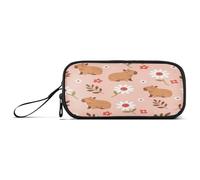 Waassud Capybaras Trousse à crayons Daises de grande capacité avec 3 compartiments en nylon à fermeture éclair pour bureau artiste