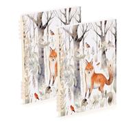 Waassud Carnet à spirales avec motif renard et oiseaux pour le travail, l'université - Carnet de notes ligné détachable - 60 pages A5 - Fournitures de bureau