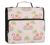 Waassud Classeur à 3 anneaux en forme de flamant rose avec fermeture éclair et bandoulière 3,8 cm Anneau en D 500 feuilles