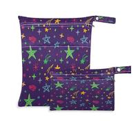 Waassud Colorful Stars Sac à langer réutilisable avec 2 poches zippées pour maillot de bain, vêtements de sport
