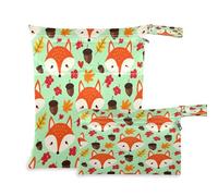 Waassud Cute Fox Sac de rangement réutilisable avec 2 poches zippées pour maillot de bain, vêtements de sport