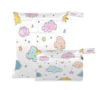 Waassud Doodle Cloud and Stars Sac à langer réutilisable avec 2 poches zippées pour maillot de bain, vêtements de sport, multicolore, Taille unique, Moderne