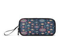 Waassud Flok-Art - Trousse à crayons mandala grande capacité - 3 compartiments - En nylon - Fermeture éclair - Pour bureau ou artiste