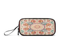 Waassud Folk?Art Trousse à crayons grande capacité avec 3 compartiments en nylon avec fermeture éclair pour bureau artiste
