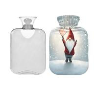 Waassud Gnome avec cœur Bouillotte avec housse souple pour soulager la douleur 2 L Coussin chauffant pour cou et épaules Taille M