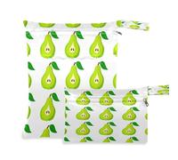 Waassud Green Pears Sac réutilisable pour couches humides/sèches avec 2 poches zippées pour maillot de bain, vêtements de sport
