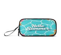 Waassud Hello Summer Trousse à crayons grande capacité 3 compartiments en nylon avec fermeture éclair pour bureau artiste
