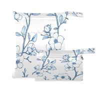 Waassud Ink Flower Art Sac à langer réutilisable avec 2 poches zippées pour maillot de bain, vêtements de sport, multicolore, Taille unique, Moderne