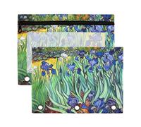 Waassud Iris Lot de 2 trousses à crayons transparentes avec fermeture éclair lisse pour classeur à 3 anneaux, multicolore, one sizex2