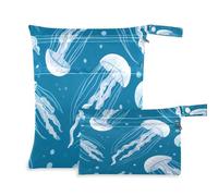 Waassud Jellyfish Sac de rangement réutilisable avec 2 poches zippées pour maillot de bain, vêtements de sport