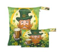 Waassud Leprechaun Sac à langer réutilisable avec 2 poches à fermeture éclair pour maillot de bain, vêtements de sport, multicolore, Taille unique, Moderne