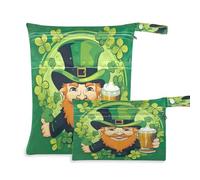 Waassud Leprechaun Sac réutilisable pour couches humides/sèches avec 2 poches zippées pour maillot de bain, vêtements de sport, multicolore, Taille unique, Moderne