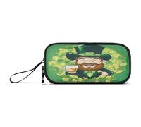 Waassud Leprechaun Trousse à crayons grande capacité 3 compartiments en nylon avec fermeture éclair pour bureau artiste
