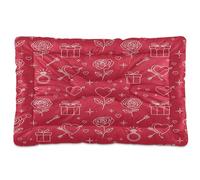 Waassud Line-art - Lit épais antidérapant et résistant à la mastication - Motif cœurs et roses - Pour animaux domestiques - Doux et lavable - Pour sol, canapé, voiture - 45,7 x 61 cm