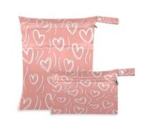 Waassud Line Heart Shapes Sac à sec humide réutilisable poches humides Organiseur Sac à langer avec 2 poches zippées pour maillot de bain vêtements de gym, multicolore, taille unique, design moderne,