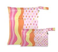 Waassud Lines and Dots Sac à langer réutilisable avec 2 poches zippées pour maillot de bain, vêtements de sport