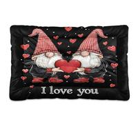 Waassud Lit épais antidérapant et résistant à la mastication avec deux nains tenant un cœur - Doux et lavable - Pour sol, canapé, voiture - 91,4 x 61 cm