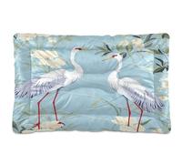 Waassud Lit épais antidérapant et résistant à la mastication pour chiens et chats - Motif aigrettes blanches - Doux et lavable - Pour sol, canapé, voiture, 91,4 x 61 cm