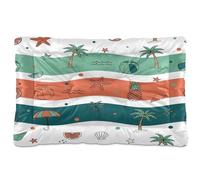 Waassud Lit épais dessiné à la main pour chien et chat - Tapis antidérapant et résistant à la mastication - Doux et lavable - Motif plage tropicale - 45,7 x 61 cm