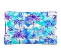 Waassud Lit pour chien et chat - Motif palmiers tropicaux - Épais, antidérapant et résistant à la mastication - Doux et lavable - Tapis de cage pour sol, canapé, voiture - 45,7 x 61 cm