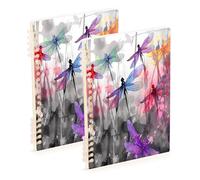 Waassud Lot de 1 carnet à spirale coloré libellules pour le travail, l'université - Carnet de notes ligné détachable - 60 pages A5 - Fournitures de bureau