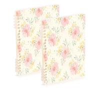 Waassud Lot de 1 carnet à spirales à spirale avec motif de fleurs de pêche pastel pour le travail, l'université, 60 pages, format A5, fournitures de bureau