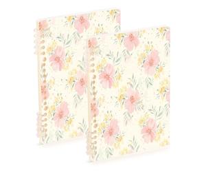 Waassud Lot de 1 carnet à spirales à spirale avec motif de fleurs de pêche pastel pour le travail, l'université, 60 pages, format A5, fournitures de bureau