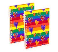 Waassud Lot de 1 carnet à spirales en forme de cœur arc-en-ciel pour le travail, l'université - Carnet de notes ligné détachable - 60 pages A5 - Fournitures de bureau
