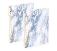 Waassud Lot de 2 cahiers à spirales avec fond marbre blanc pour le travail, l'université - Carnet de notes ligné détachable - 60 pages A5 - Fournitures de bureau