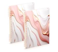 Waassud Lot de 2 cahiers à spirales en marbre or rose pour le travail, l'université, cahiers lignés détachables, carnet de notes 60 pages A5 fournitures de bureau