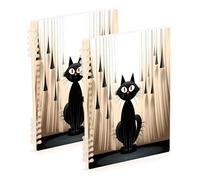 Waassud Lot de 2 carnets à spirale avec motif chat noir mignon pour le travail, l'université - Carnet de notes ligné détachable - 60 pages A5 - Fournitures de bureau