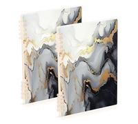 Waassud Lot de 2 carnets à spirale en marbre doré pour le travail, l'université - Carnet de notes ligné détachable - 60 pages A5 - Fournitures de bureau