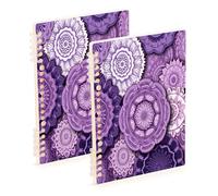 Waassud Lot de 2 carnets à spirales abstraits, mandalas pour le travail, l'université, les cahiers lignés détachables, 60 pages, format A5, fournitures de bureau