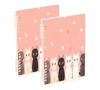 Waassud Lot de 2 carnets à spirales amovibles avec motif chats mignons pour le travail, l'université, 60 pages A5, fournitures de bureau