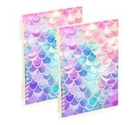 Waassud Lot de 2 carnets à spirales avec motifs sirène arc-en-ciel pour le travail, l'université, cahiers lignés détachables, carnet de notes 60 pages, format A5, fournitures de bureau