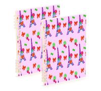 Waassud Lot de 2 carnets à spirales avec nœuds de la Tour Eiffel pour le travail, l'université, 60 pages A5, fournitures de bureau