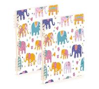 Waassud Lot de 2 carnets à spirales détachables avec motif éléphants de dessin animé pour le travail, l'université, 60 pages A5, fournitures de bureau