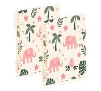 Waassud Lot de 2 carnets à spirales détachables avec motif éléphants mignons pour le travail, l'université, 60 pages A5, fournitures de bureau