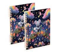 Waassud Lot de 2 carnets à spirales mignons Koalas pour le travail, l'université - Carnet de notes ligné détachable - 60 pages A5 - Fournitures de bureau