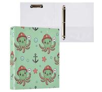 Waassud Lot de 2 classeurs à 3 anneaux de 3,8 cm en forme de pieuvre verte avec clip en métal pour la maison et le bureau