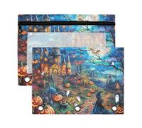 Waassud Lot de 2 étuis à crayons pour Halloween Nights - Avec fermeture éclair lisse - Transparent - Fournitures scolaires - Multicolore - One Sizex2, Multicolore, one sizex2