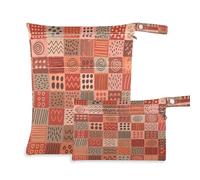 Waassud Lot de 2 sacs pour couches humides et sèches - Motifs carrés abstraits - Réutilisables - Pour maillot de bain, vêtements de sport