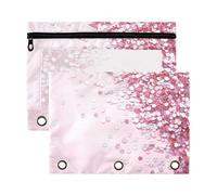 Waassud Lot de 2 trousses à crayons à paillettes colorées pour classeur à 3 anneaux avec fermeture éclair lisse, fournitures scolaires transparentes, multicolore, one sizex2