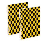Waassud Lot de 60 carnets à spirales à carreaux jaunes et noirs pour le travail, l'université - Carnet de notes ligné détachable - 60 pages A5 - Fournitures de bureau